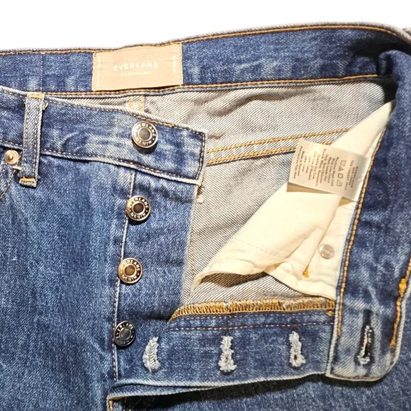 EUC Everlane The Cheeky Mid-Rise Cotton Raw Hem Jeans Sz. 25x26 Washed Midnight - Picture 4 of 11